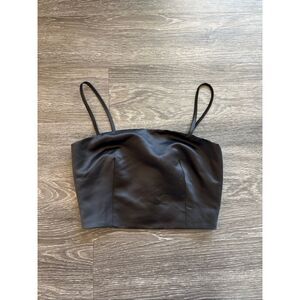 NWT Miscreants London x Revolve Black Satin Cropped Tank Size US 4